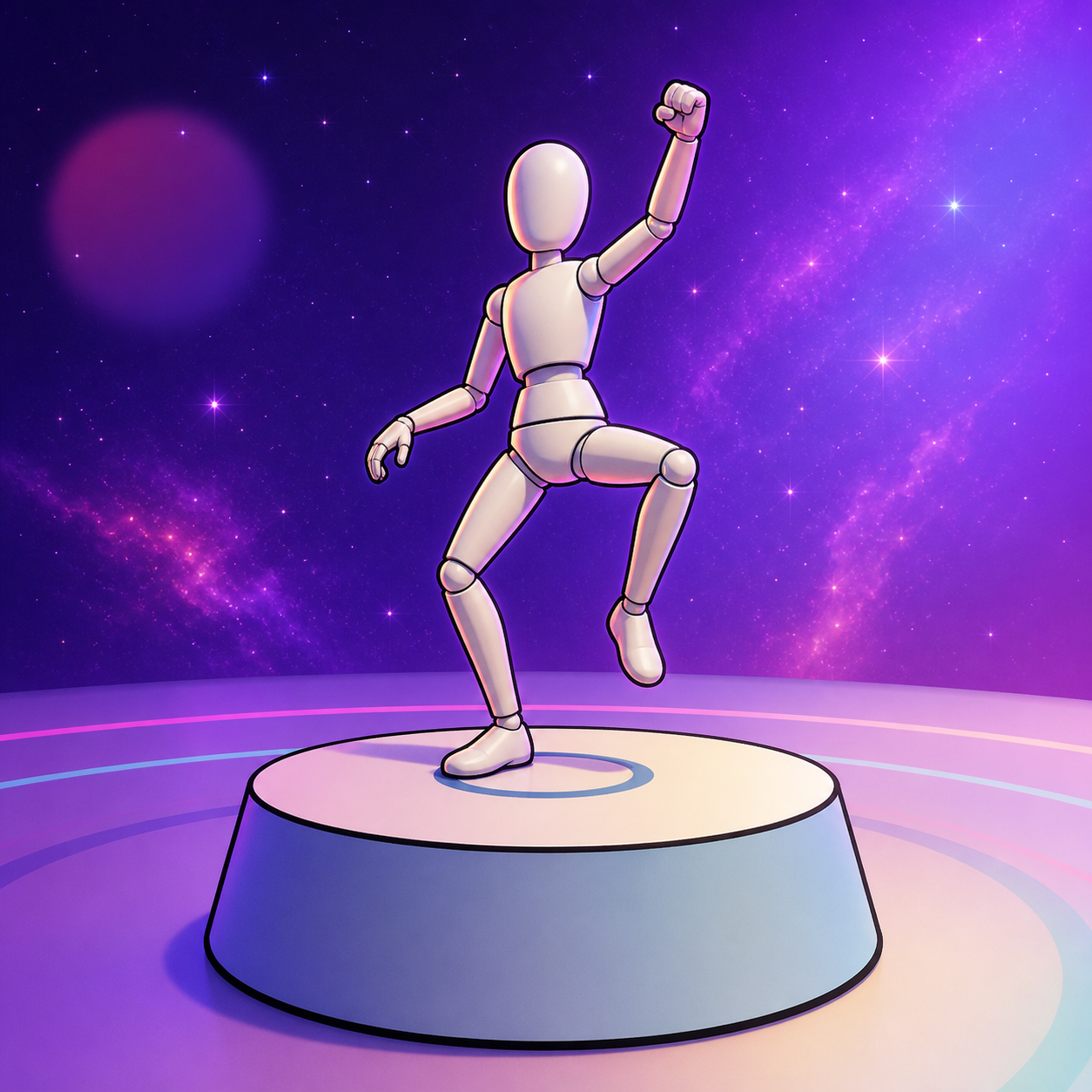 Dancing Party Panic character on a podium